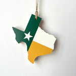 Load image into Gallery viewer, Green/White/Yellow Team Spirit Texas Flag Ornaments
