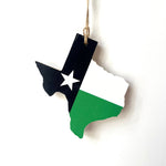 Load image into Gallery viewer, Green/White/Black Team Spirit Texas Flag Ornaments
