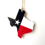 Load image into Gallery viewer, Red/White/Black Team Spirit Texas Flag Ornaments
