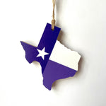 Load image into Gallery viewer, Purple/White Team Spirit Texas Flag Ornaments
