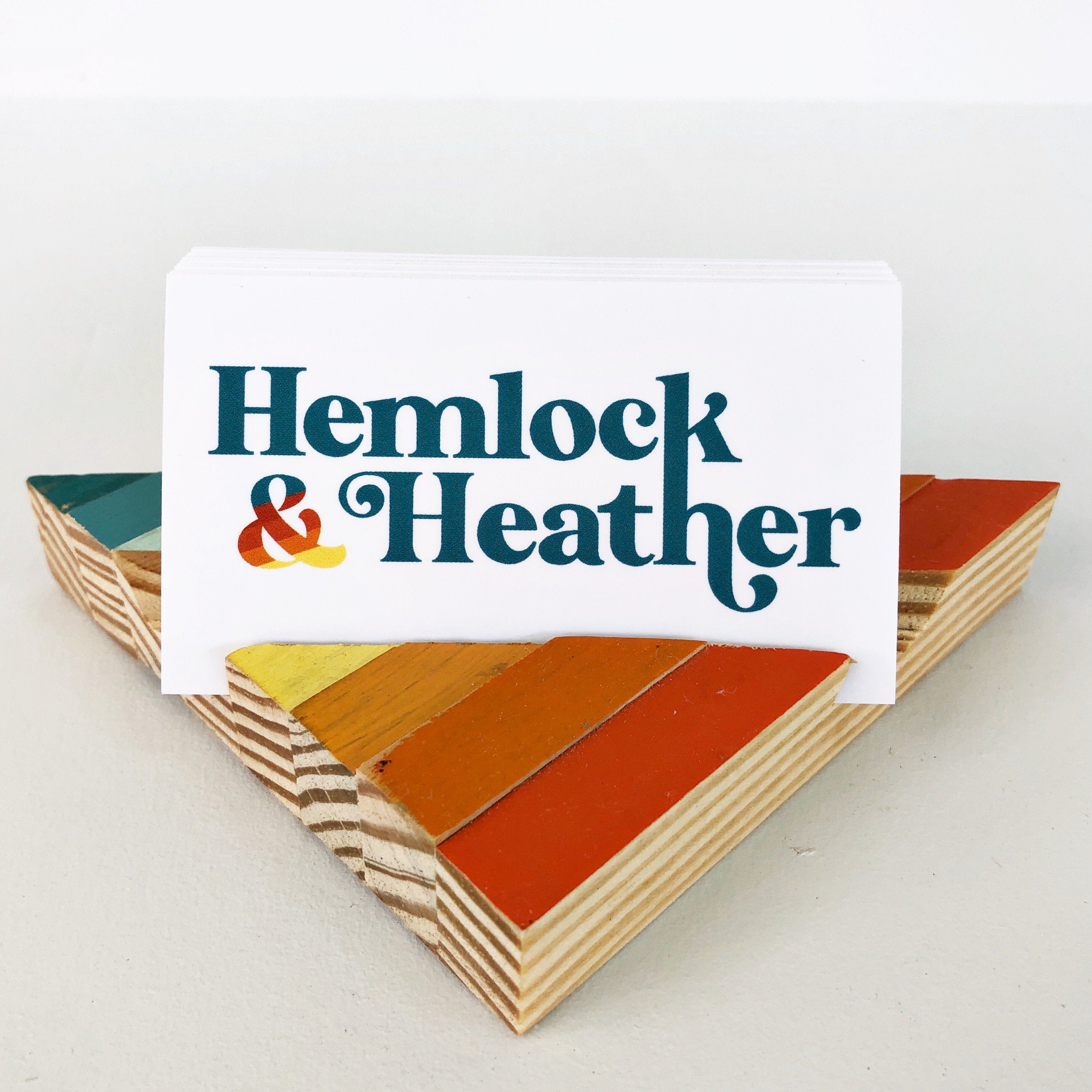 '76 Triangle Business Card Holders - 6" (One-of-a-Kind) - Hemlock & Heather